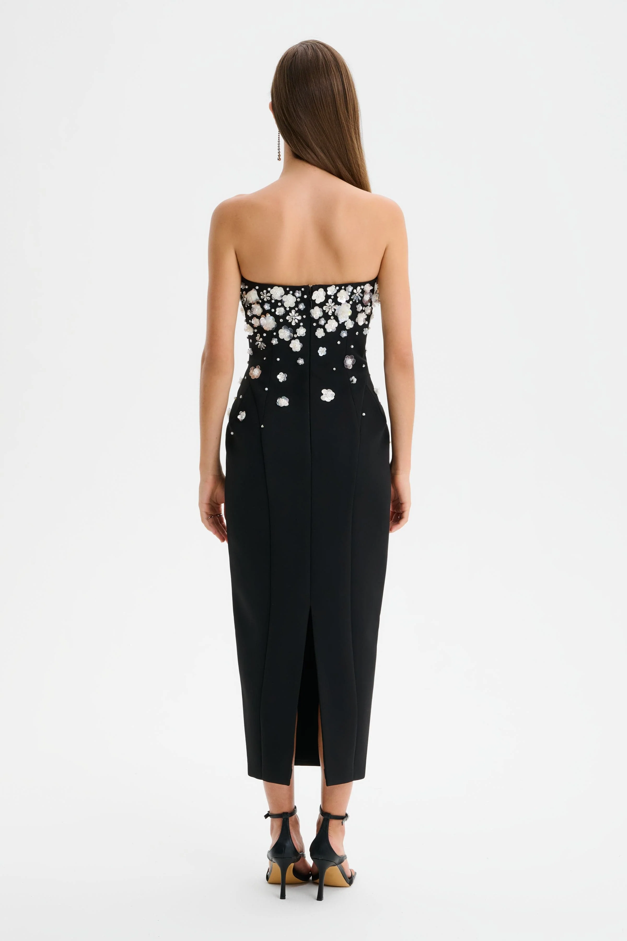 ANAIS Ombre Embellished Strapless Midi Dress in Black - Image 5