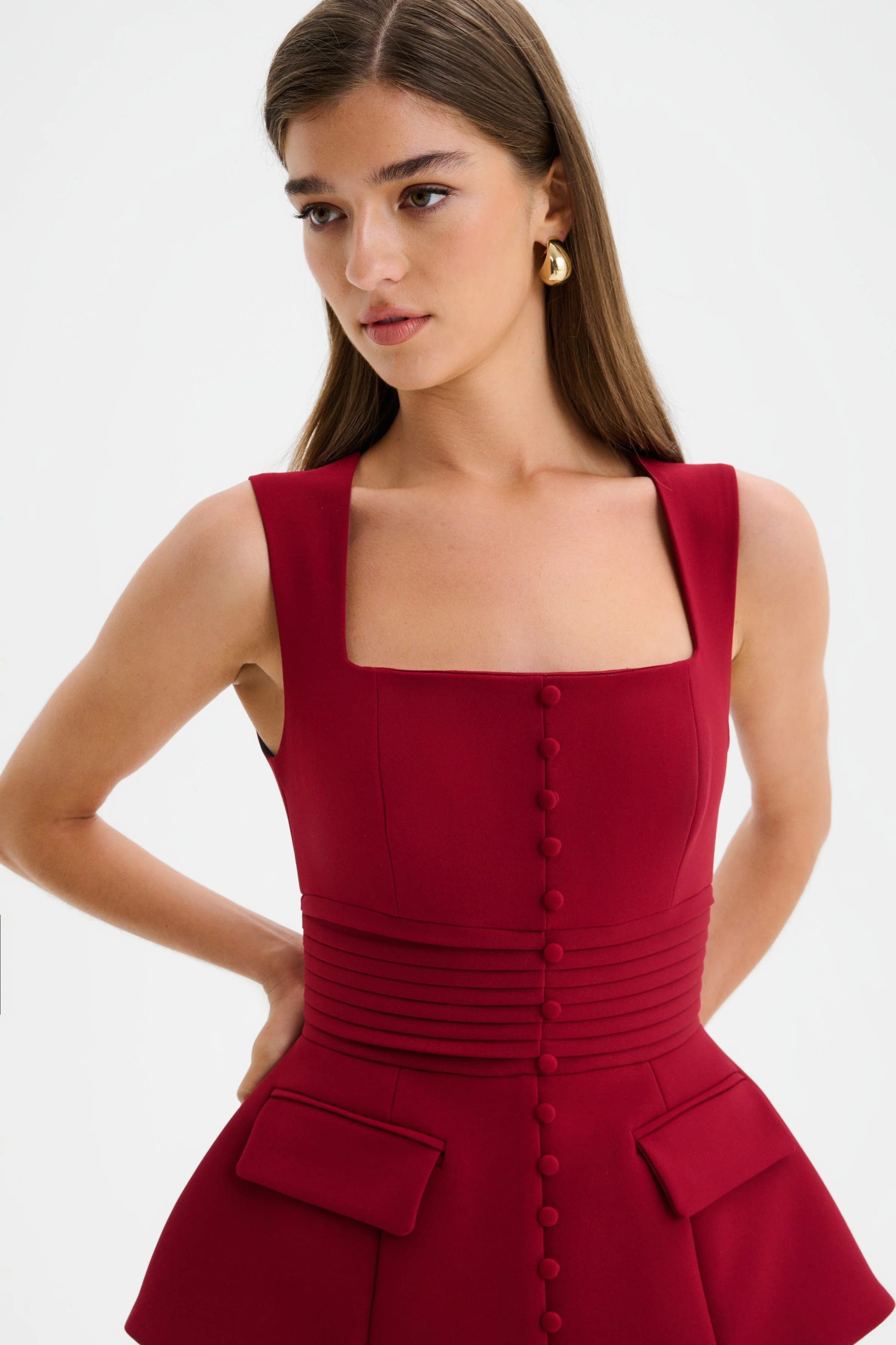 CAMILLA Hourglass Square Neck Jumpsuit in Burgundy - Image 4