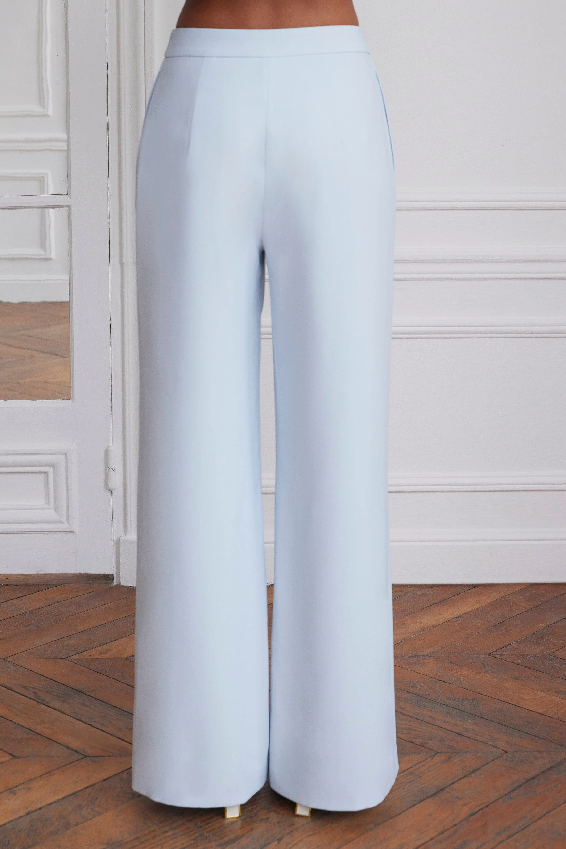 ELODIE Wide Leg Trousers In Powder Blue - Image 3