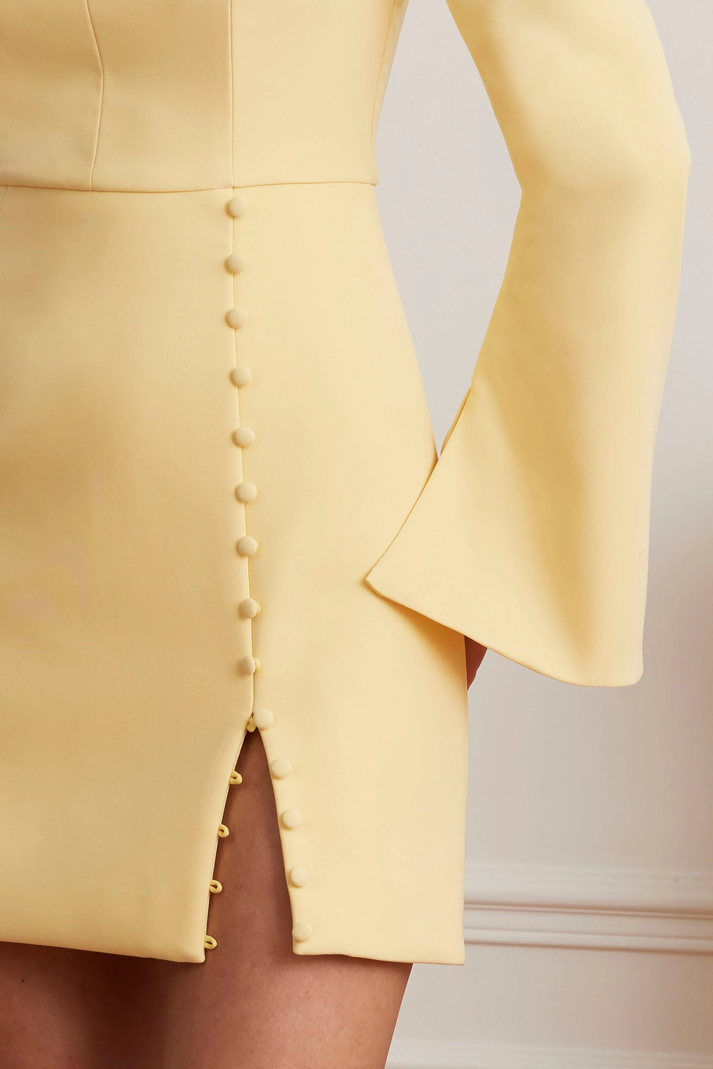 FIONA High Neck Tulip Mini Dress In Yellow - Image 3