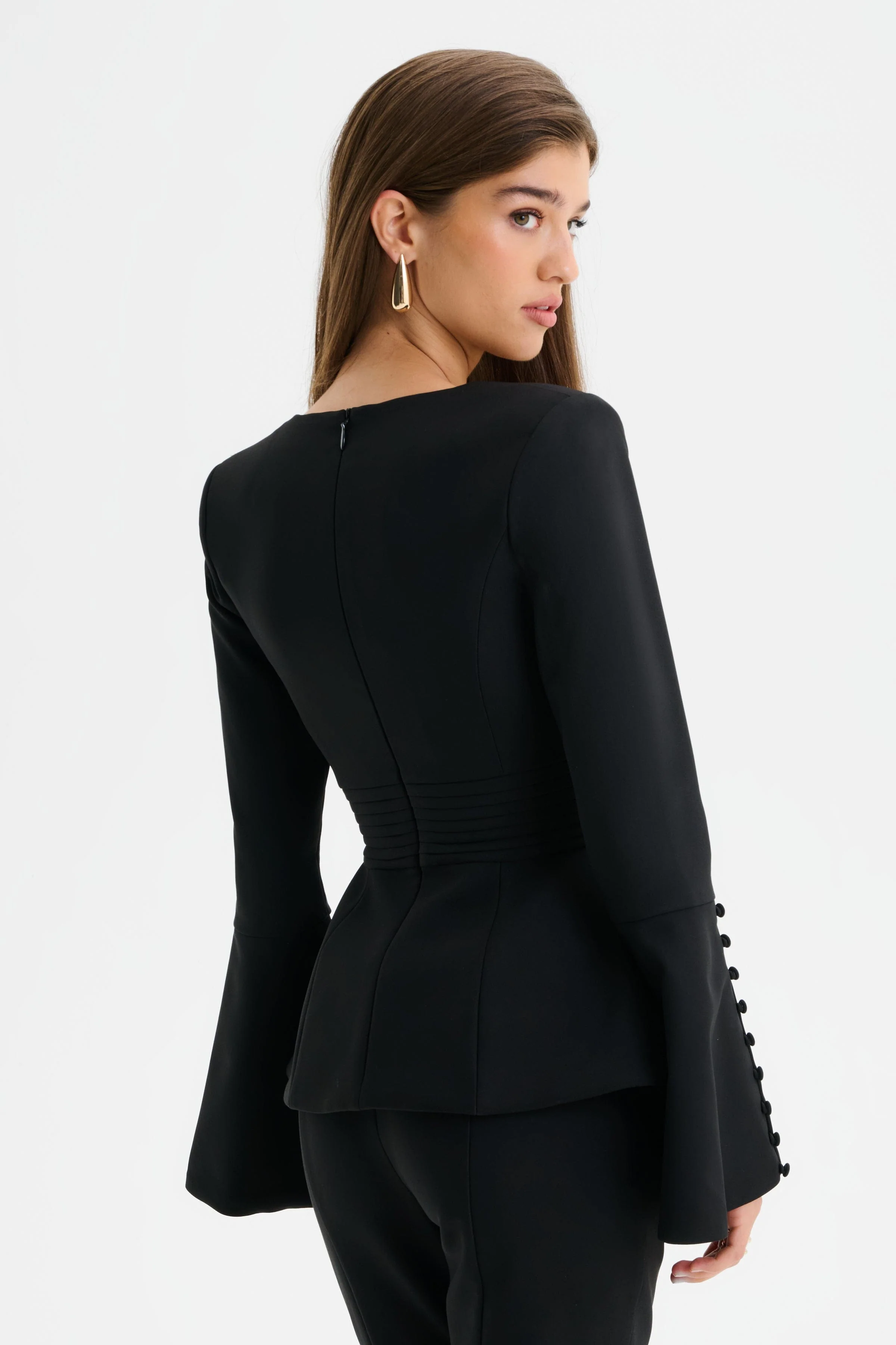 HARPER Square Neck Hourglass Blazer in Black - Image 6