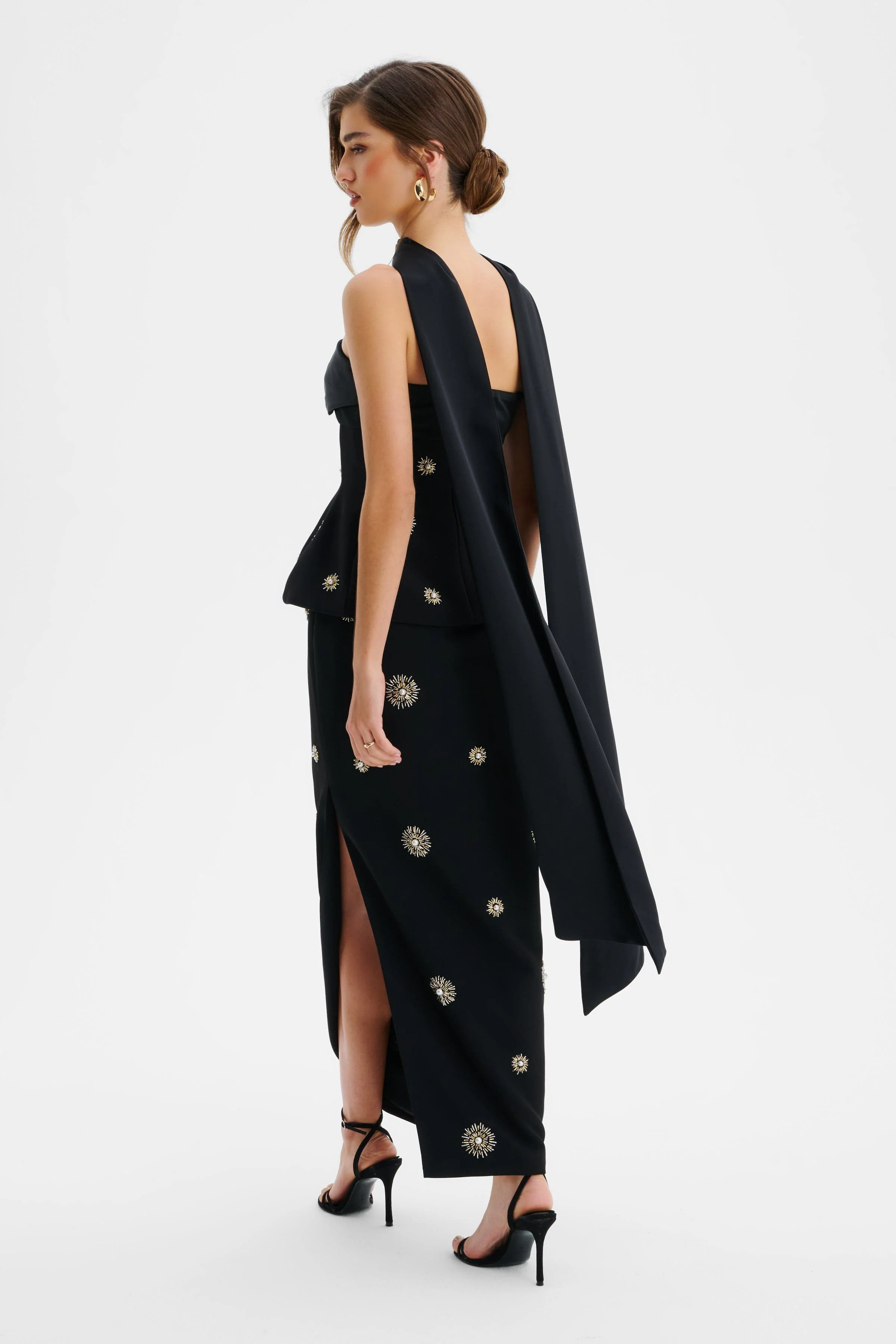 IVY Star Embellished Bandeau Corset Top With Scarf In Black - Image 7