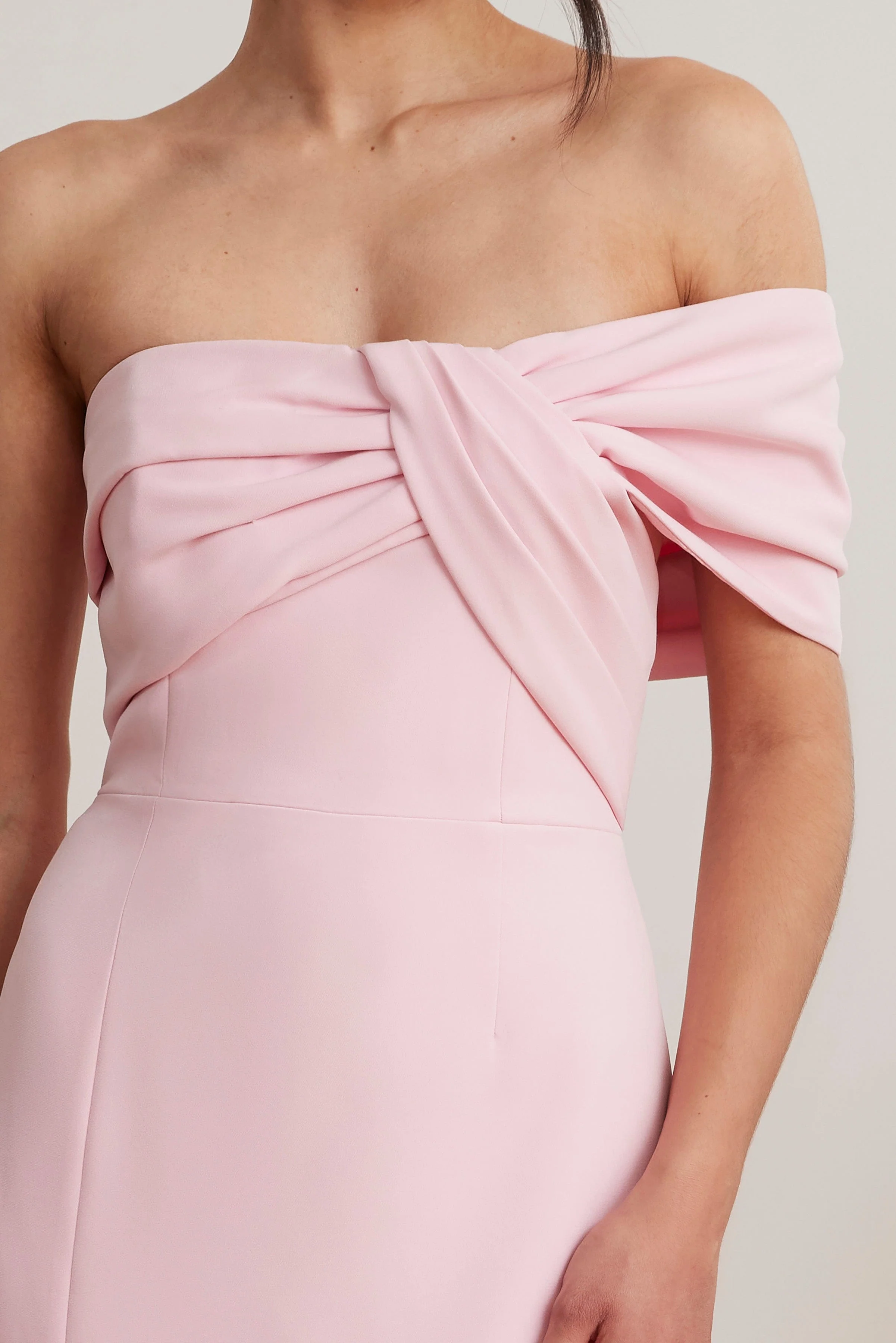 KARINA Off Shoulder Midi Dress In Pink - Image 2