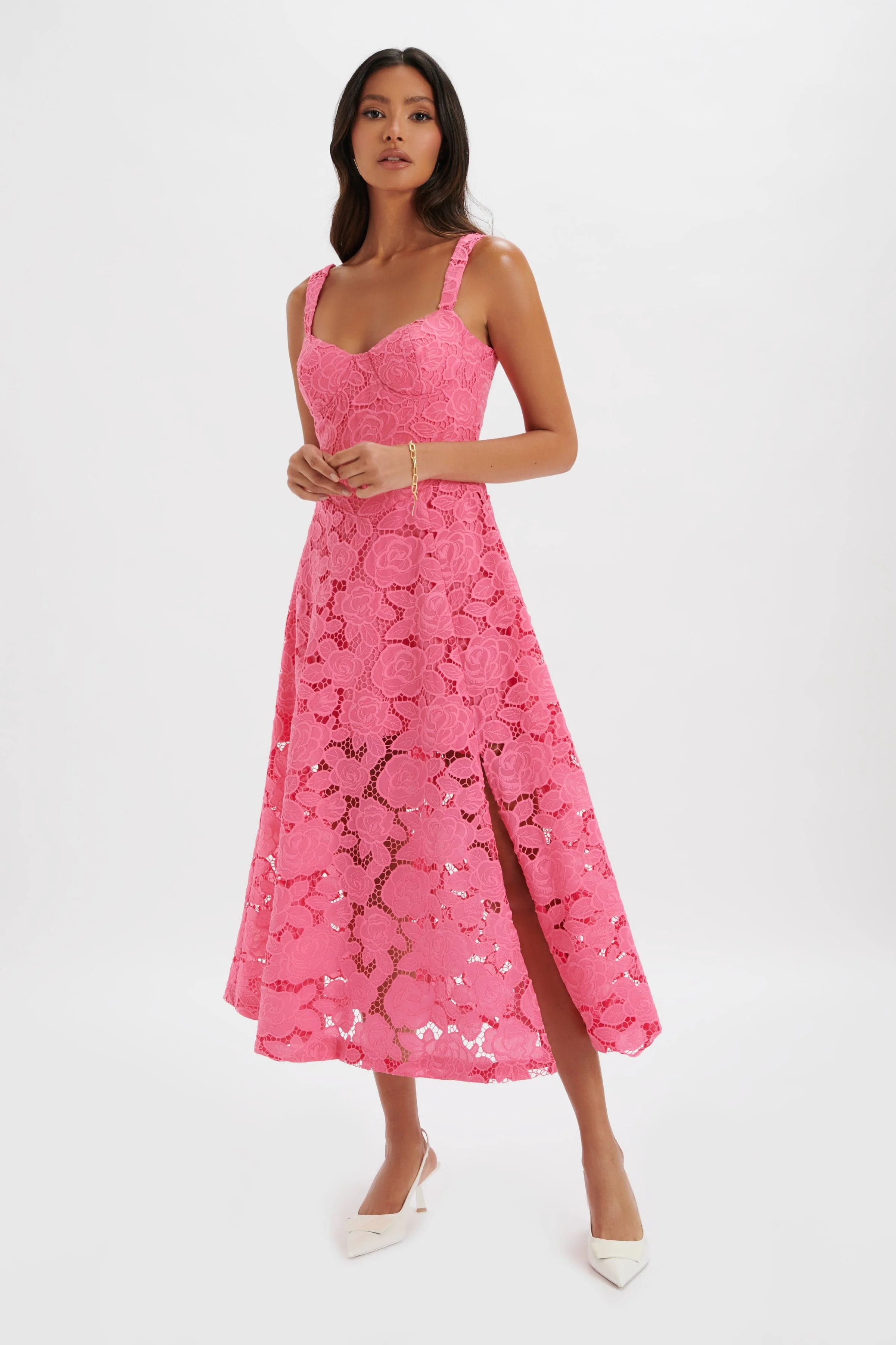 KIRA Broderie Anglais A-Line Sundress in Pink - Image 3