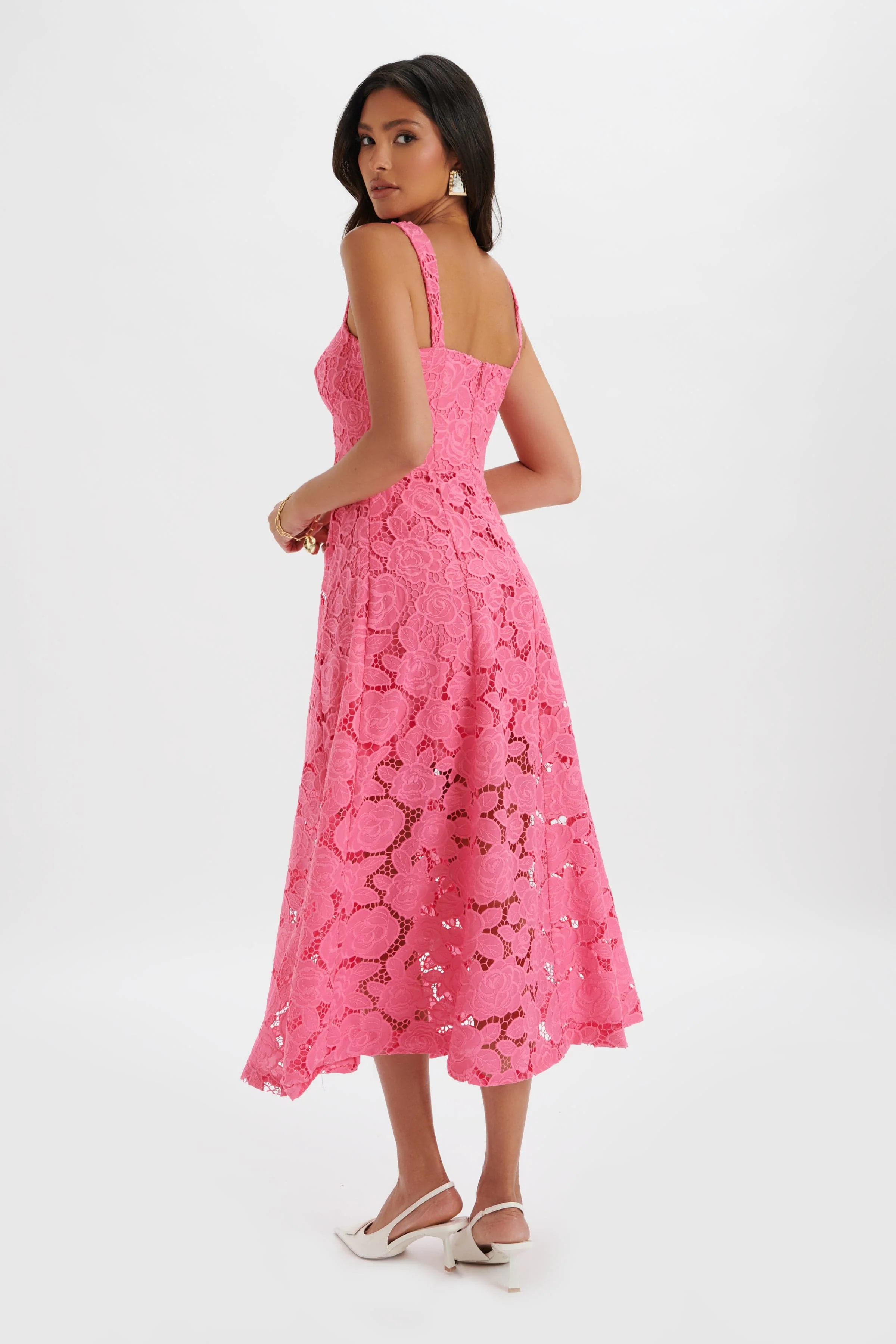 KIRA Broderie Anglais A-Line Sundress in Pink - Image 4