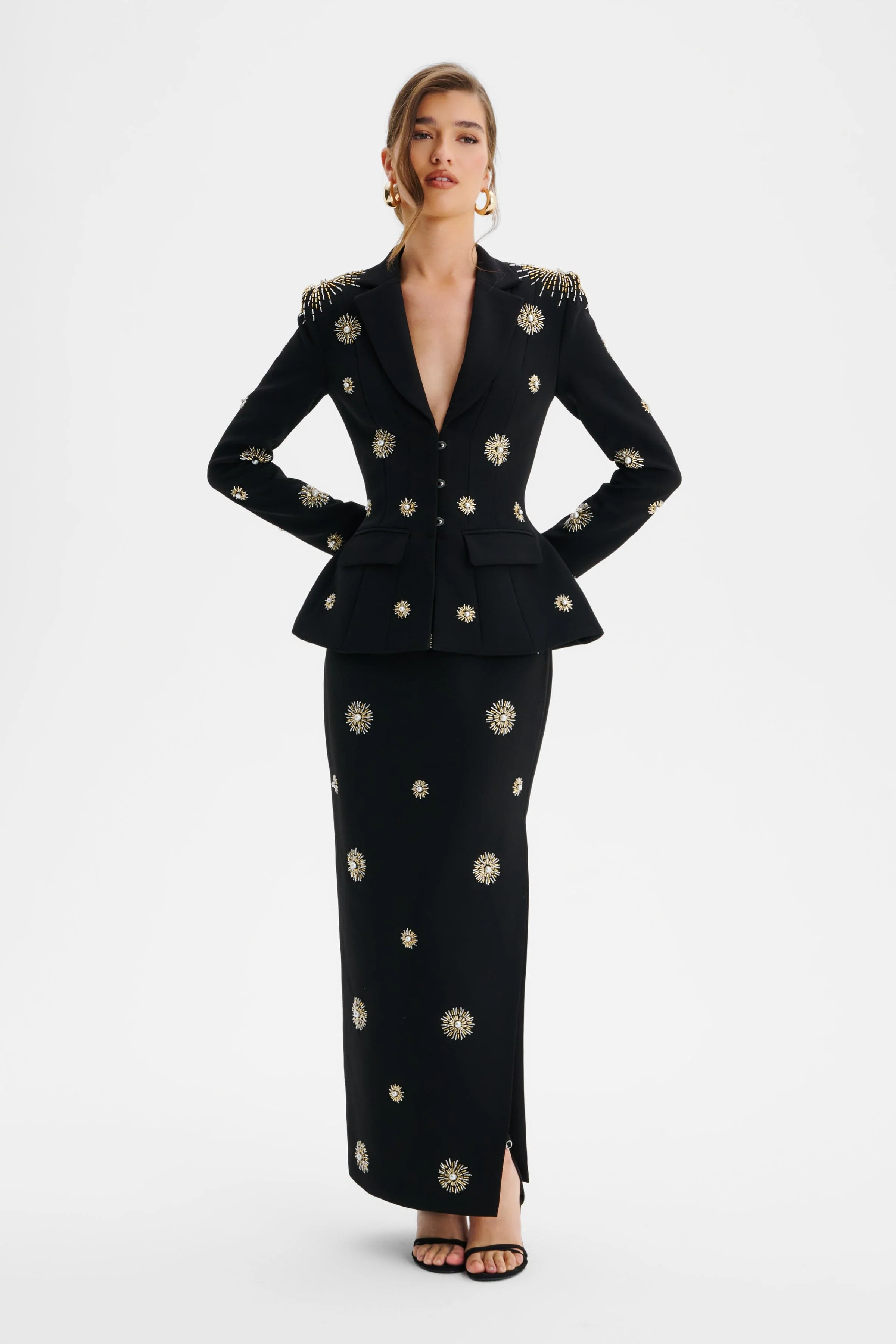 LOVISA Star Hand Embellished Sculptured Blazer In Black - Image 2