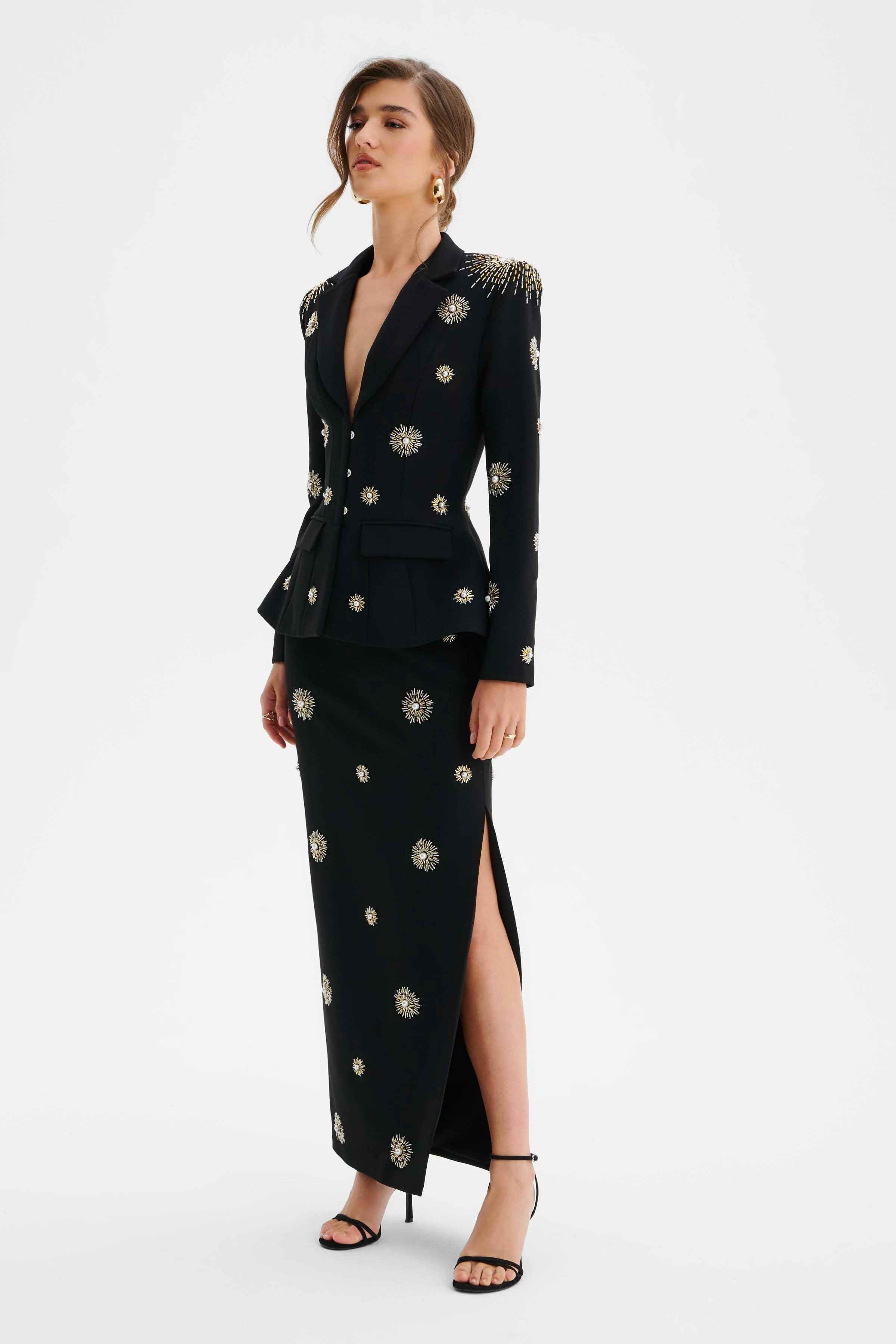 LOVISA Star Hand Embellished Sculptured Blazer In Black - Image 3