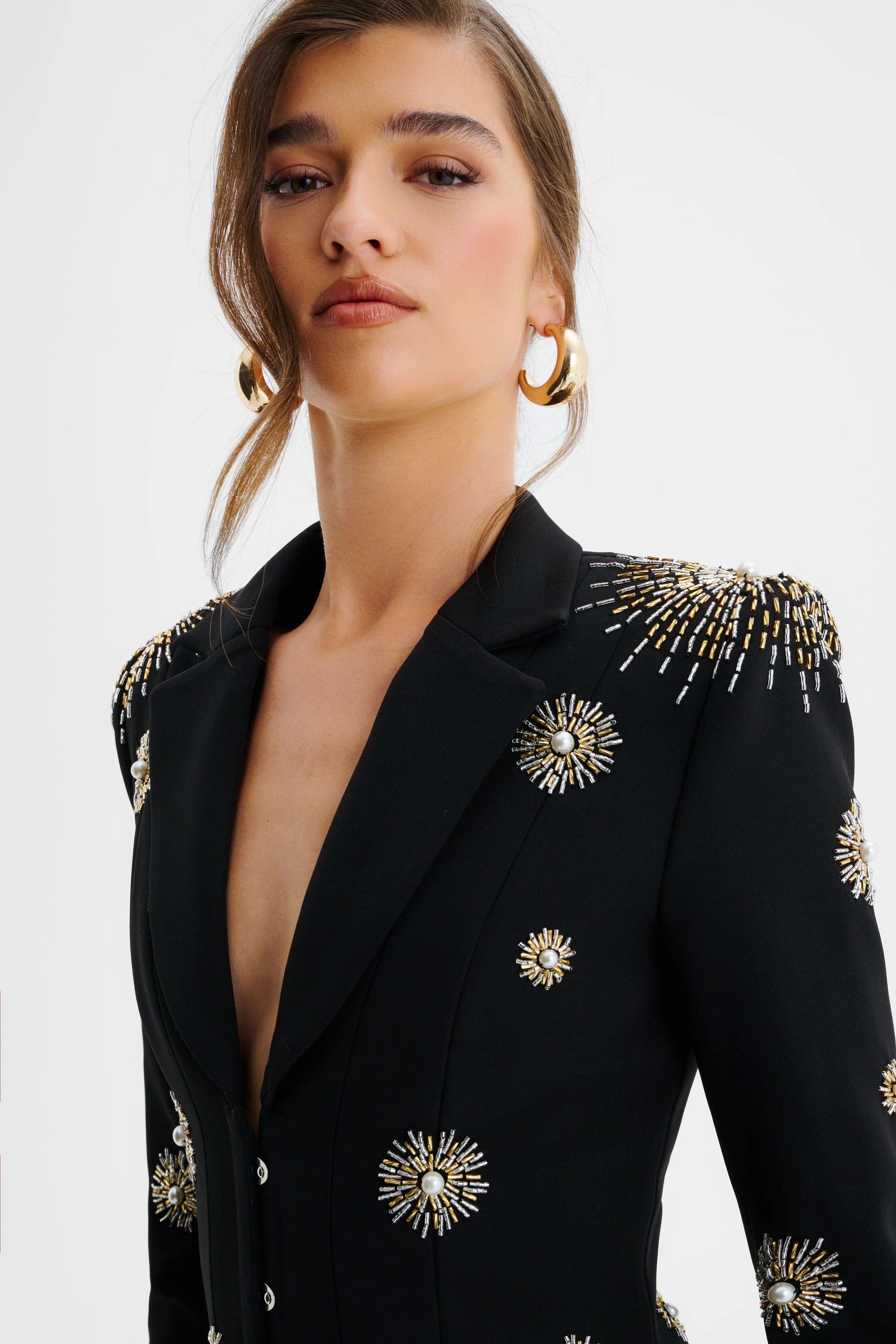 LOVISA Star Hand Embellished Sculptured Blazer In Black - Image 5