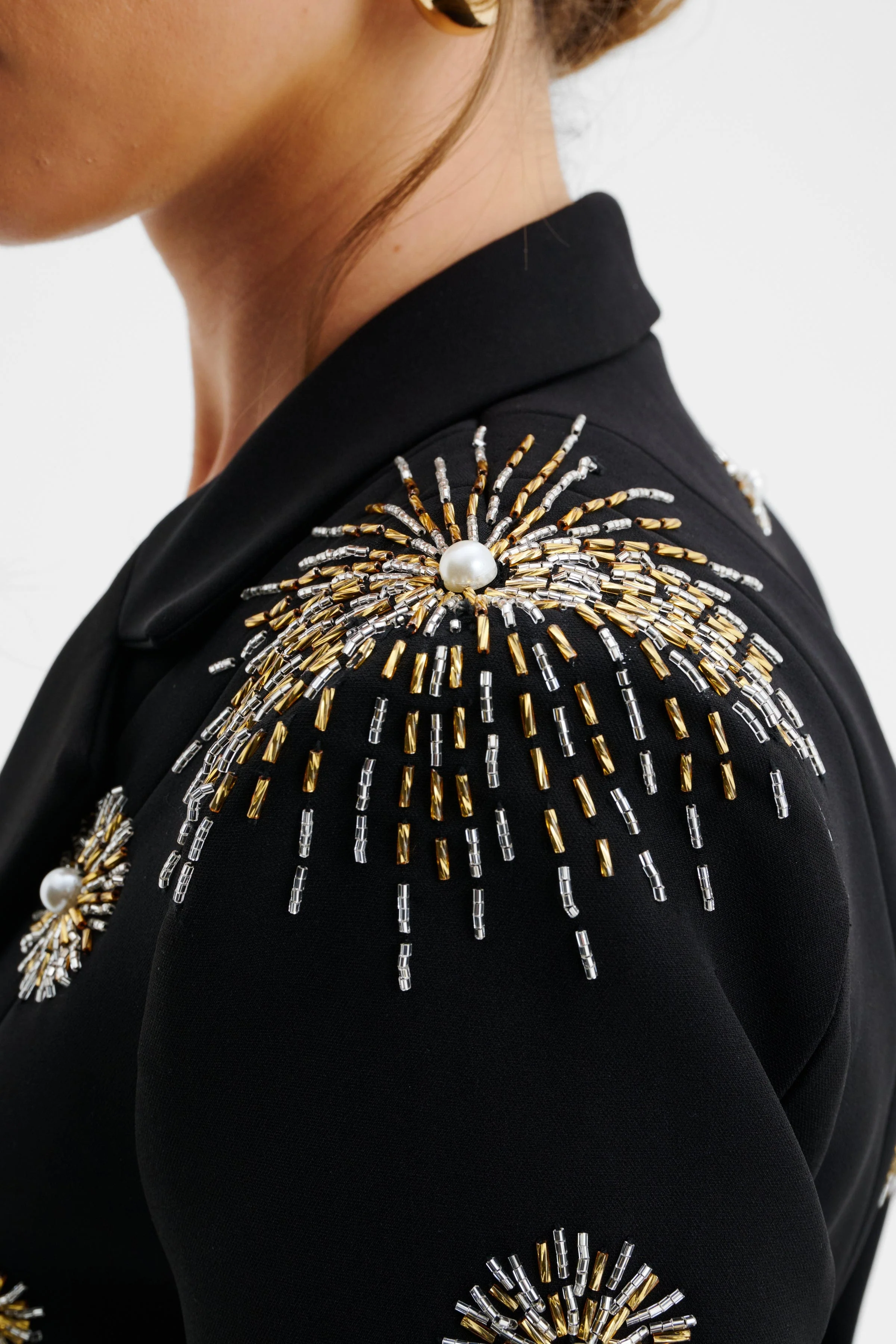 LOVISA Star Hand Embellished Sculptured Blazer In Black - Image 6
