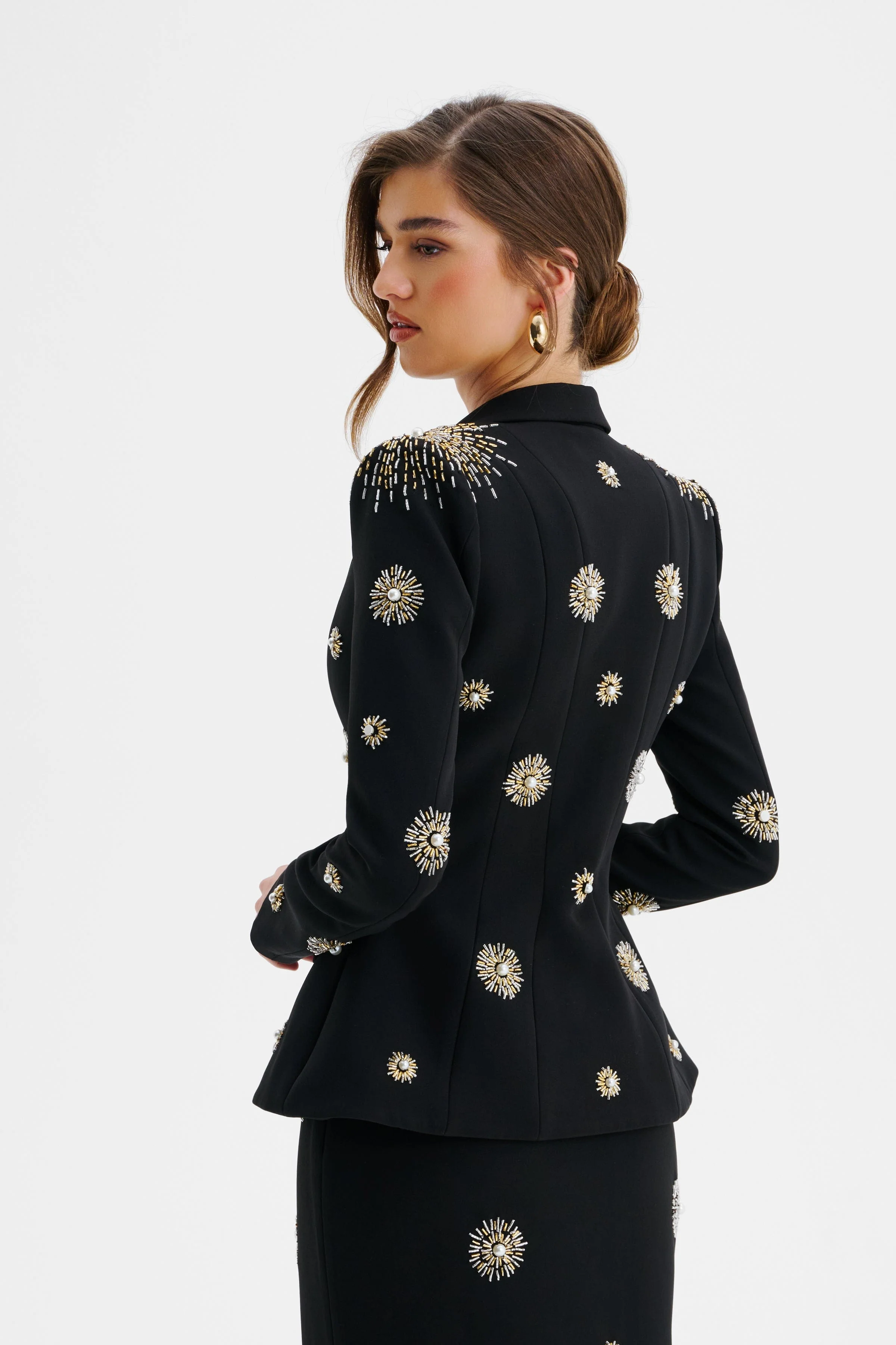 LOVISA Star Hand Embellished Sculptured Blazer In Black - Image 7
