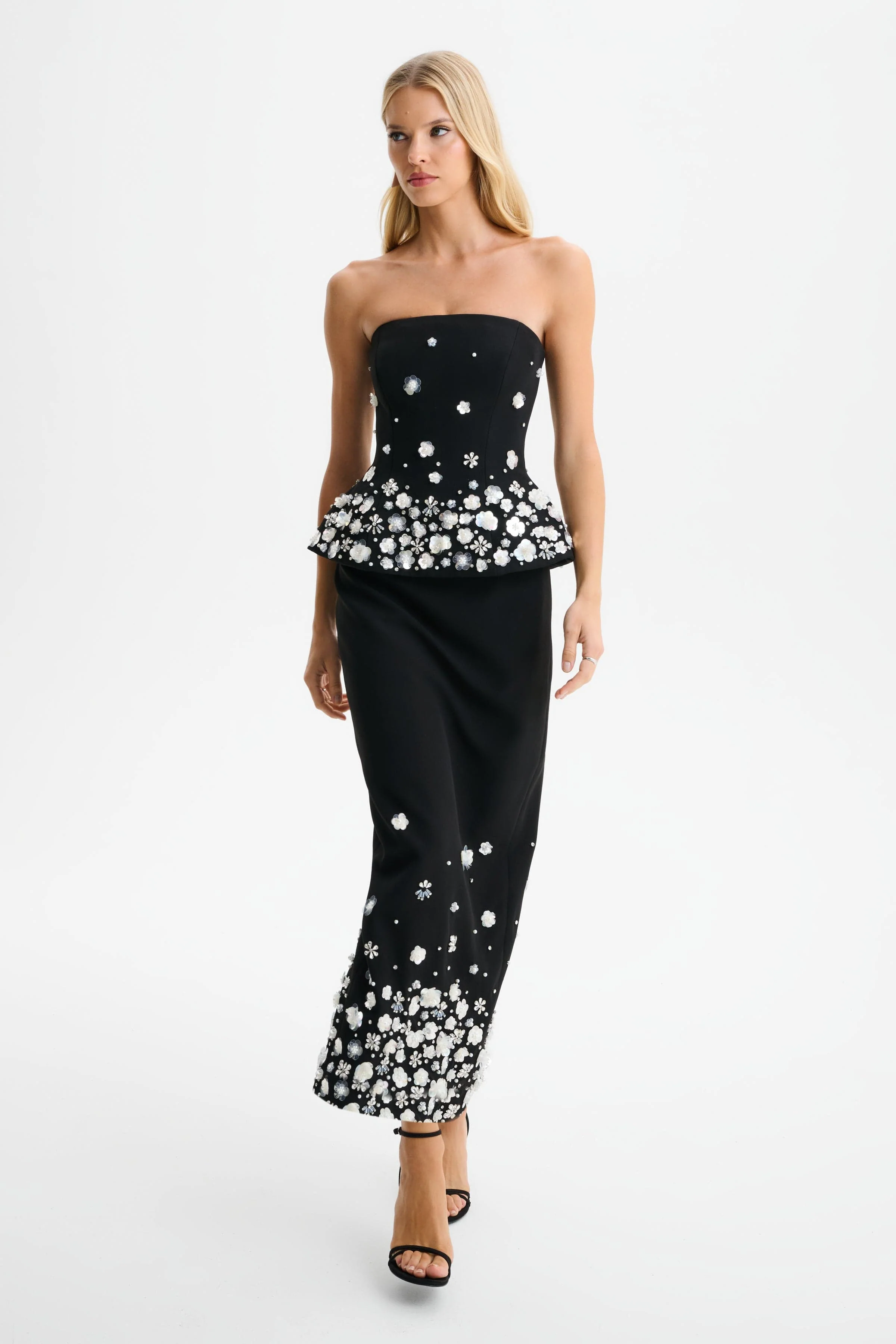 LUCIA Ombre Embellished Hourglass Strapless Top in Black - Image 2