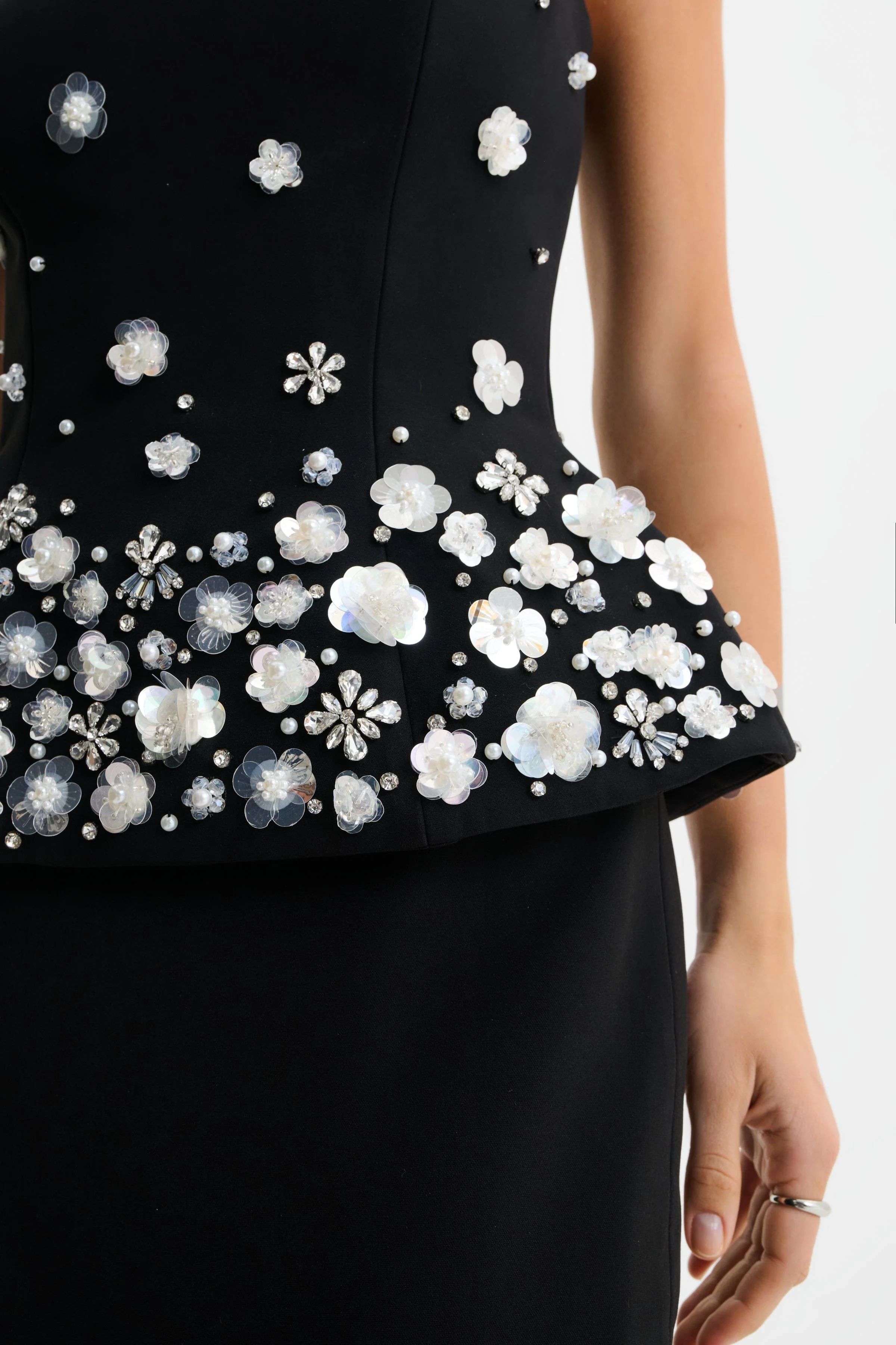 LUCIA Ombre Embellished Hourglass Strapless Top in Black - Image 3