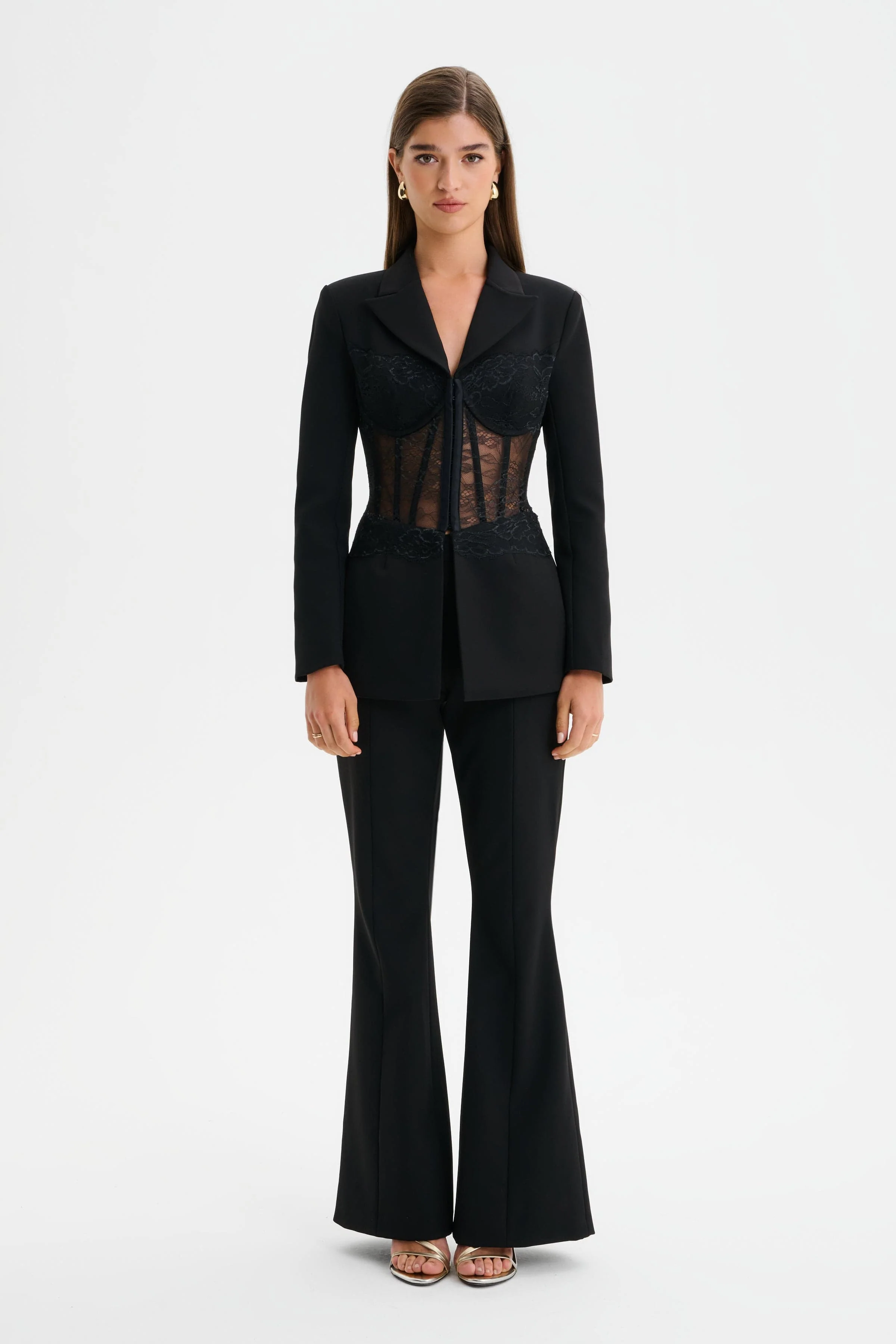 MACY Tailored Fit And Flare Trousers in Black