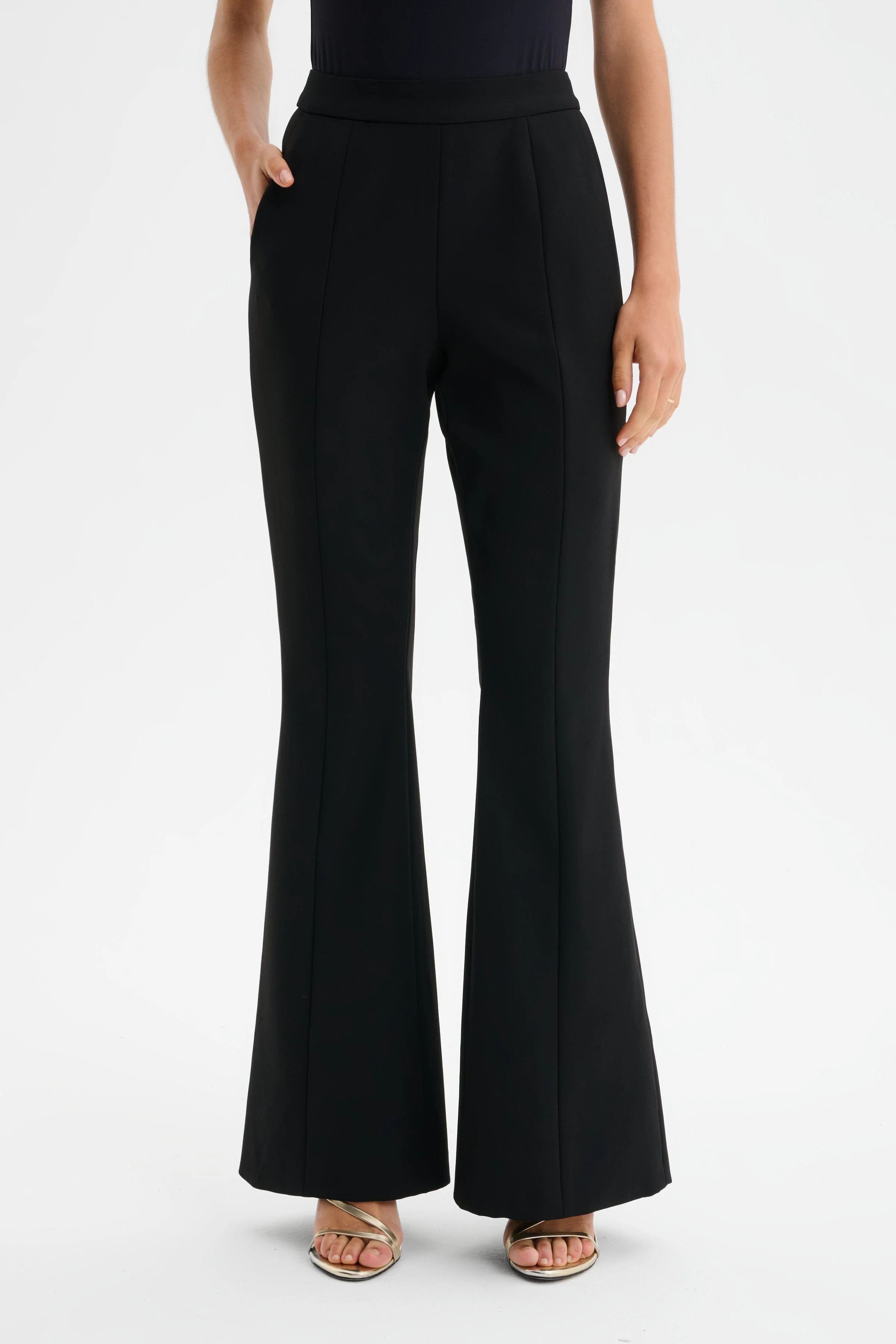 MACY Tailored Fit And Flare Trousers in Black - Image 3