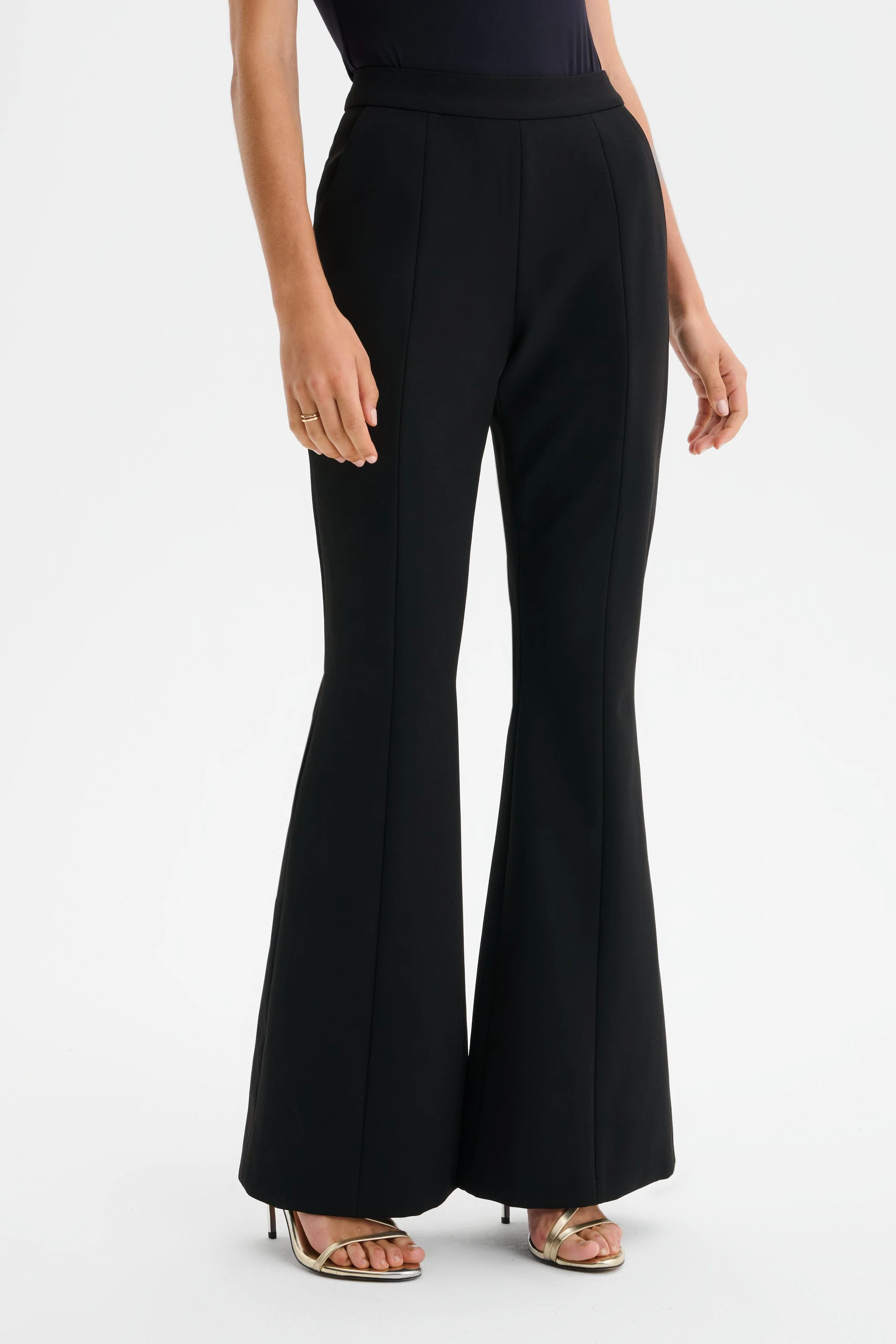 MACY Tailored Fit And Flare Trousers in Black - Image 4