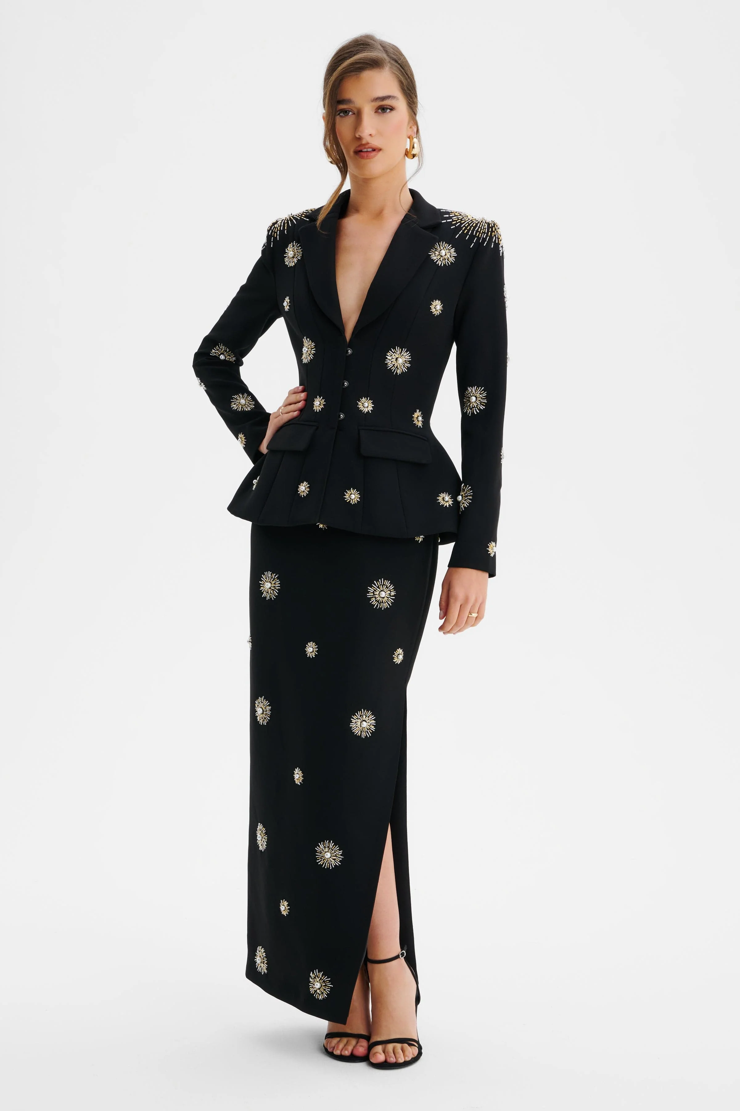 MARCELLA Star Hand Embellished Maxi Skirt In Black - Image 2