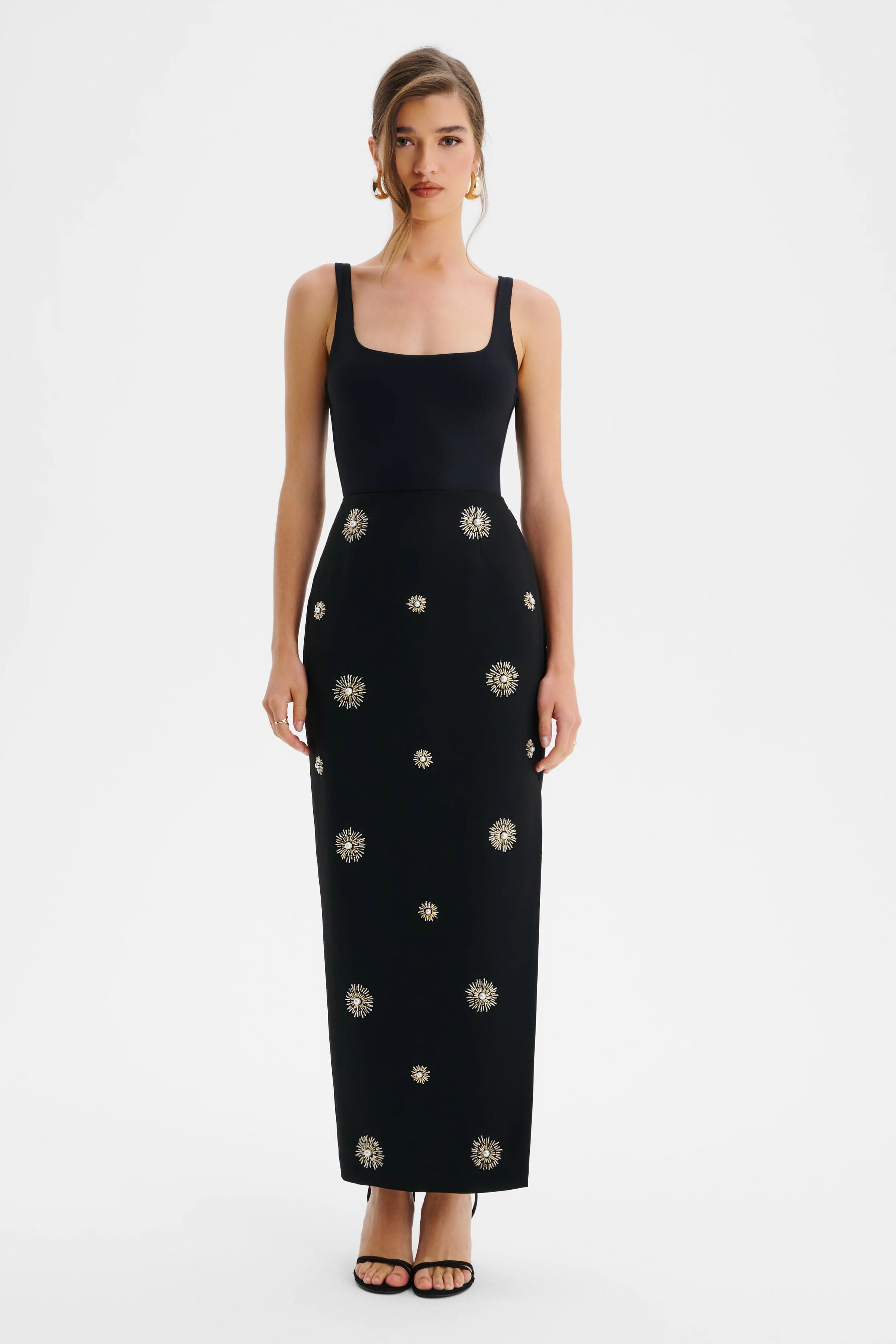 MARCELLA Star Hand Embellished Maxi Skirt In Black - Image 3