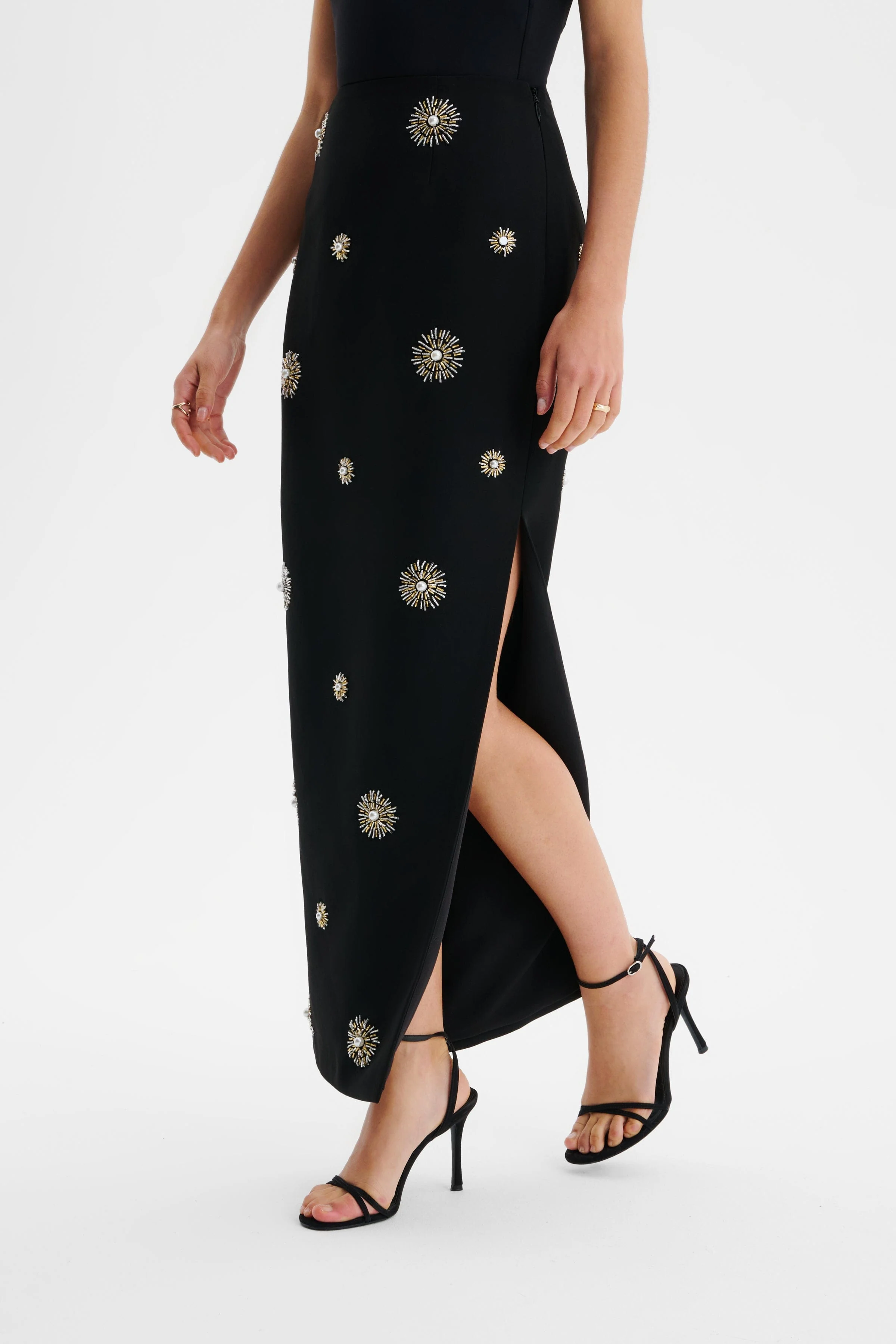 MARCELLA Star Hand Embellished Maxi Skirt In Black - Image 5