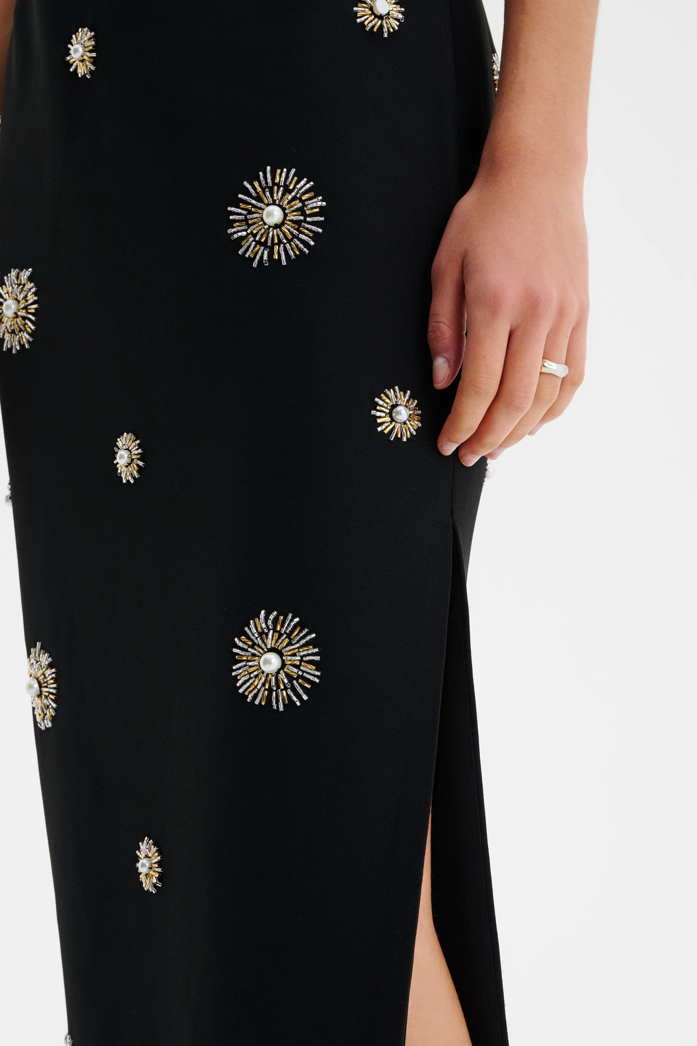 MARCELLA Star Hand Embellished Maxi Skirt In Black - Image 6