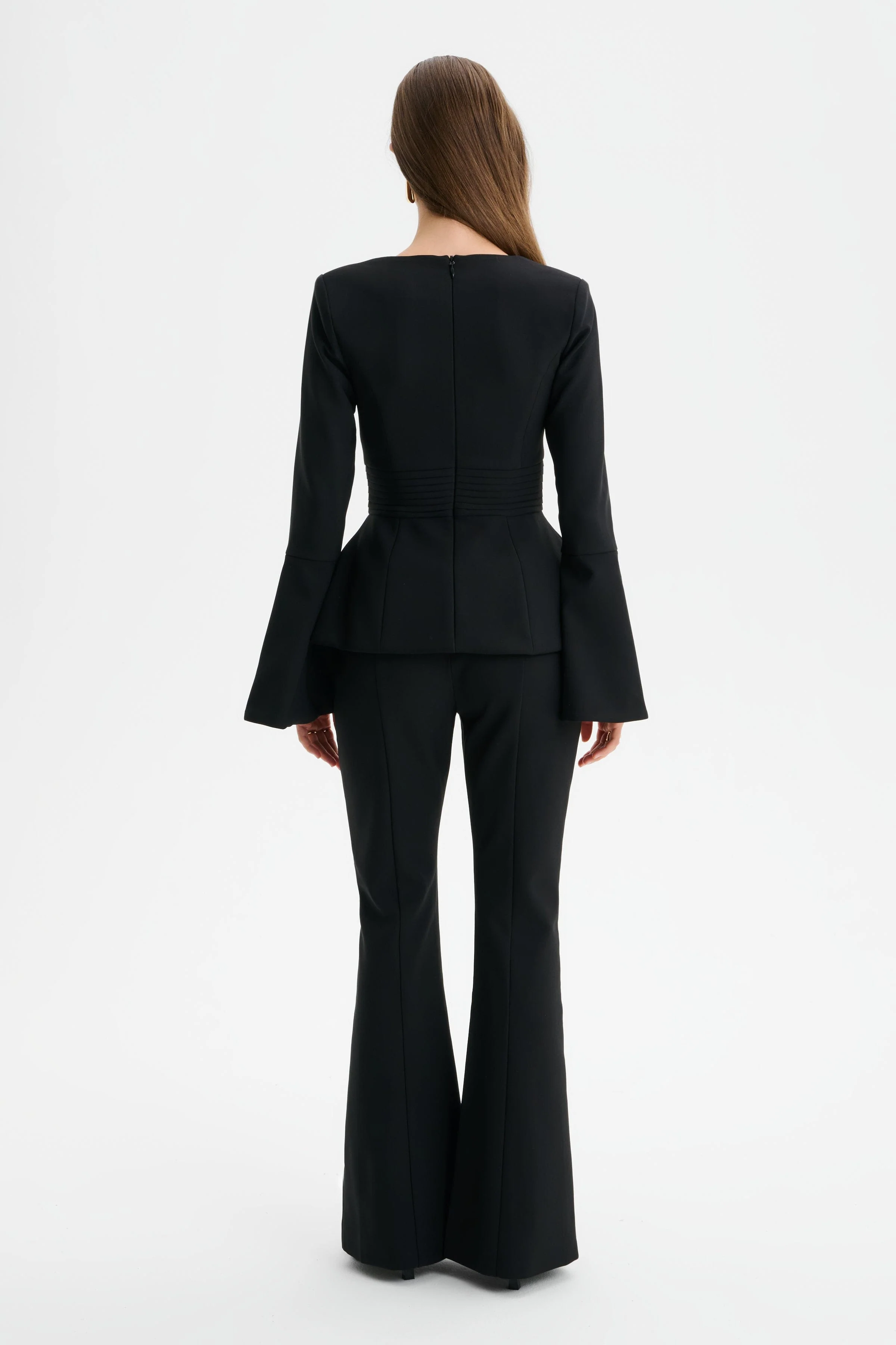 MAXINE Tailored Fit & Flare Trousers in Black - Image 2