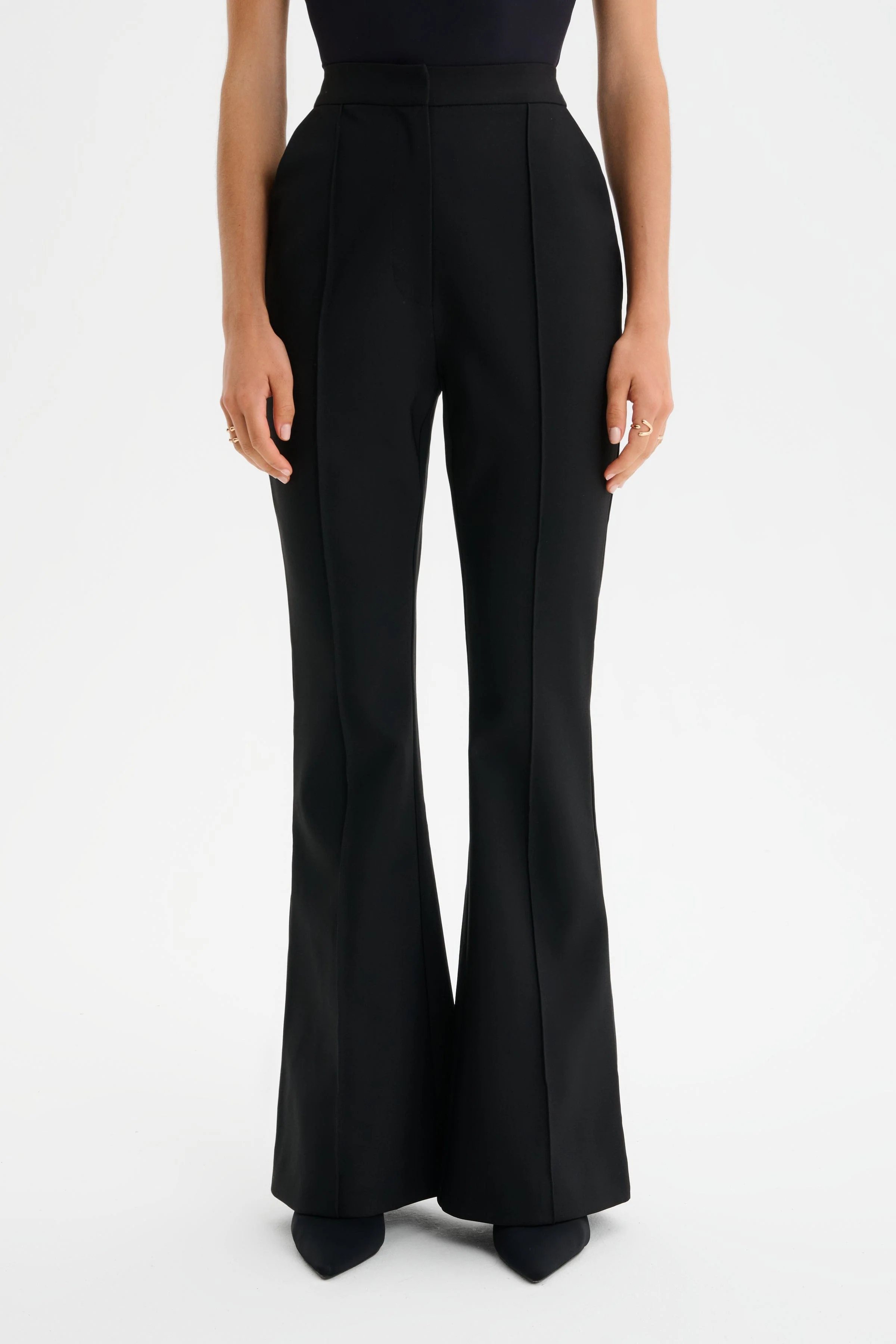 MAXINE Tailored Fit & Flare Trousers in Black - Image 3