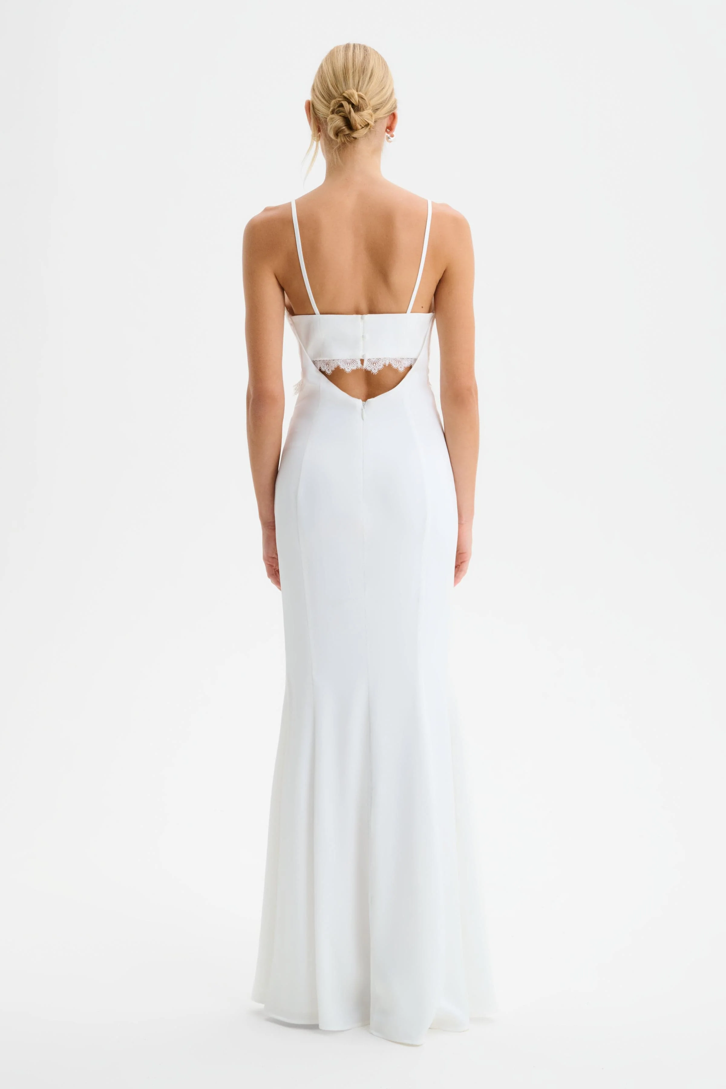 MAY Lace Insert Satin Maxi Dress in White - Image 6