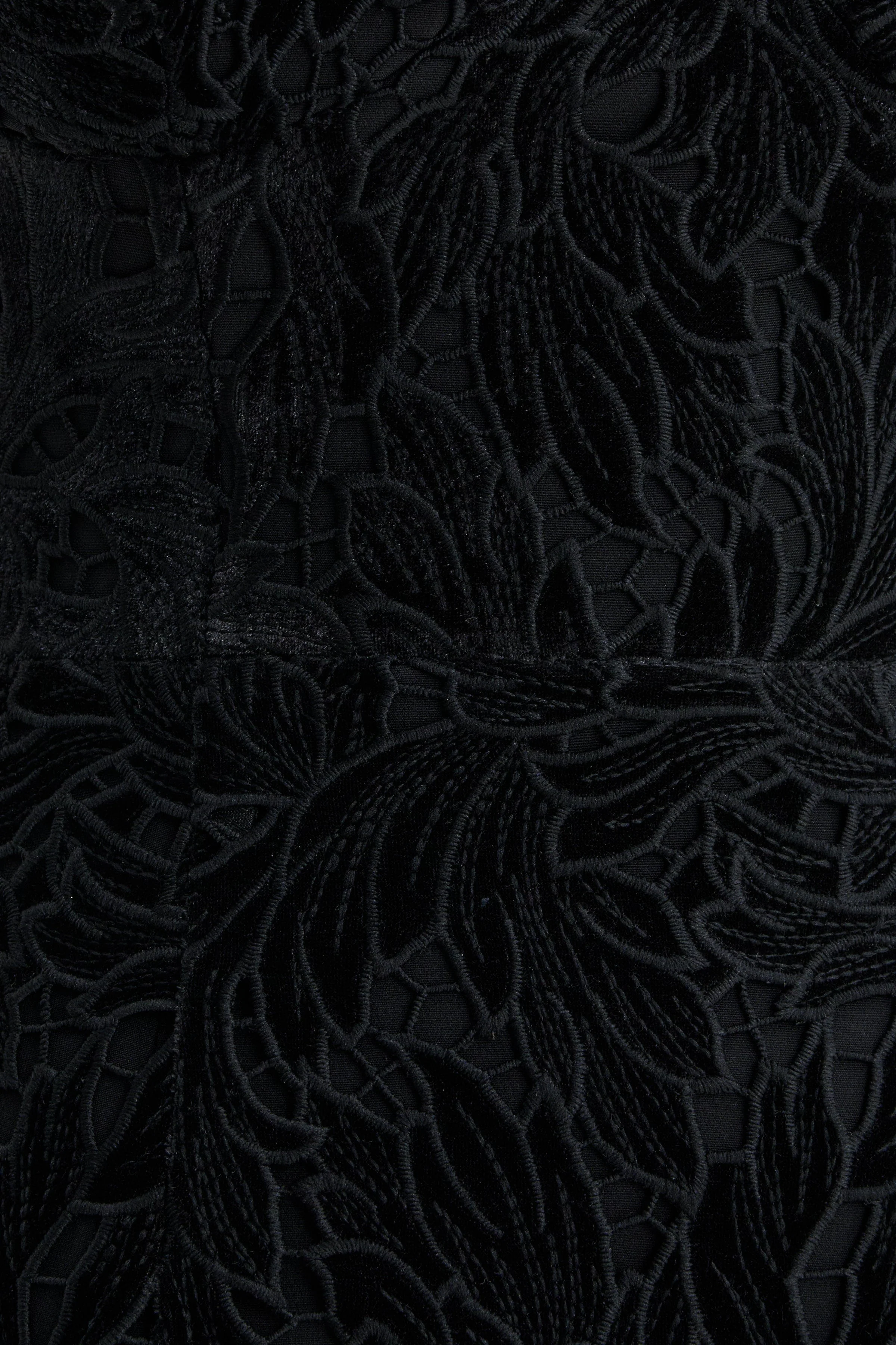 PALOMA Velvet Guipure Lace Corset Mini Dress In Black - Image 7