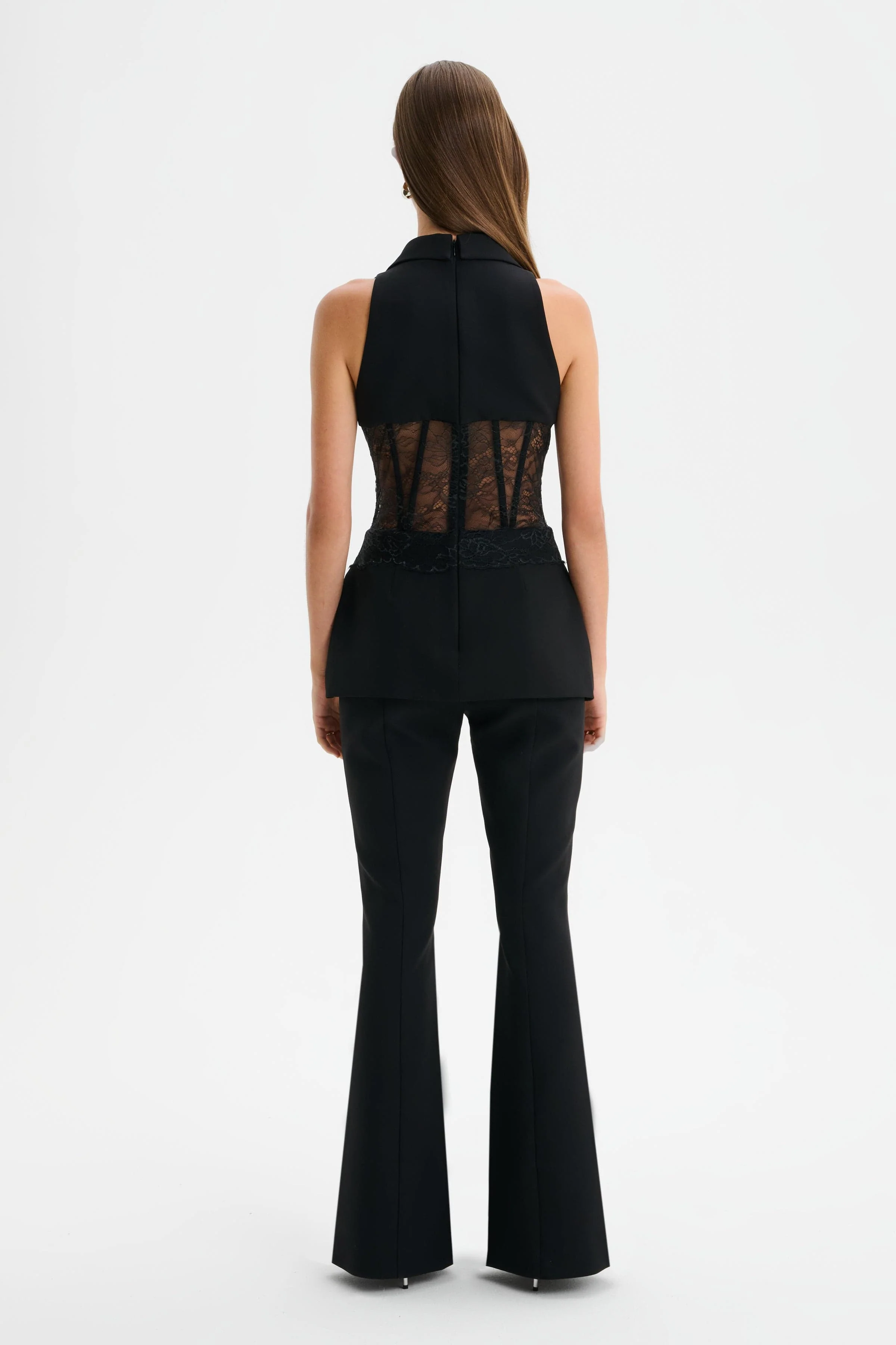 RENEE Lace Corset Tailored Jumpsuit in Black - Image 5